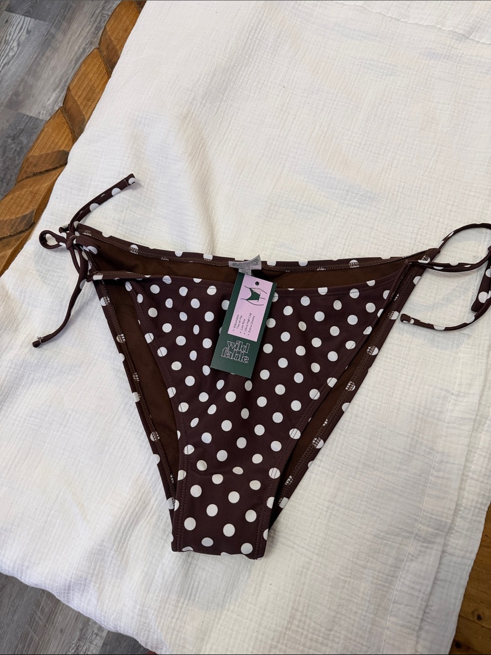 wild fable Brown Polka Dot Tie-Side Bikini Bottom